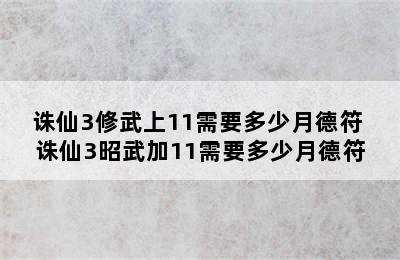 诛仙3修武上11需要多少月德符 诛仙3昭武加11需要多少月德符